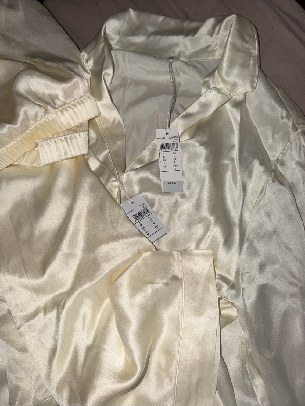 intimissimi Cream/White 100% silk Pajama Set - Picture 2 of 2